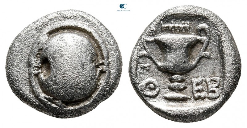 Boeotia. Thebes circa 425-375 BC. 
Triobol-Hemidrachm AR

13 mm., 2,47 g.

...