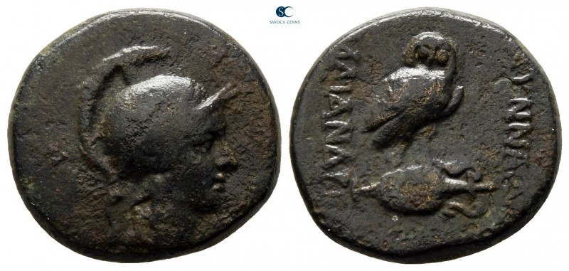 Phrygia. Synnada circa 200-0 BC. ΜΑΙΑΝΔΡΙ- (Maiandri-), magistrate
Bronze Æ

...