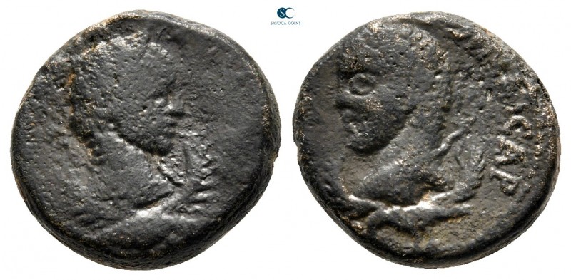 Mesopotamia. Possibly Rhesaena AD 218-222. Elagabalus, with Severus Alexander as...