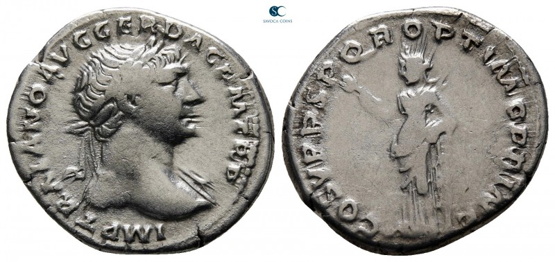 Trajan AD 98-117. Rome
Denarius AR

19 mm., 3,39 g.



nearly very fine