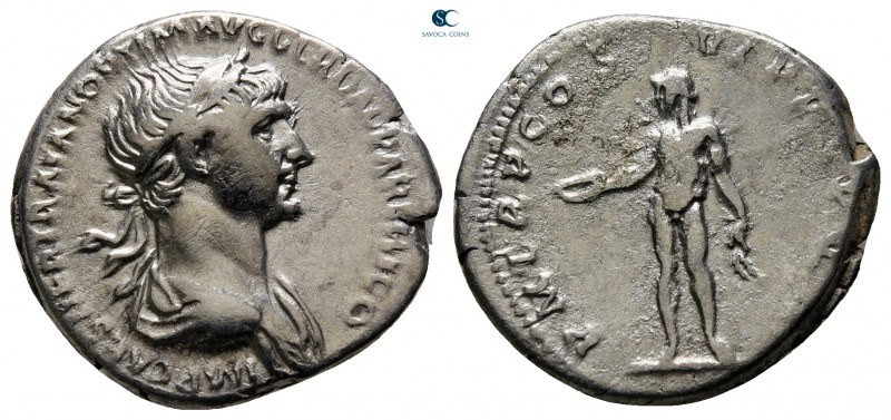 Trajan AD 98-117. Rome
Denarius AR

19 mm., 3,34 g.



nearly very fine