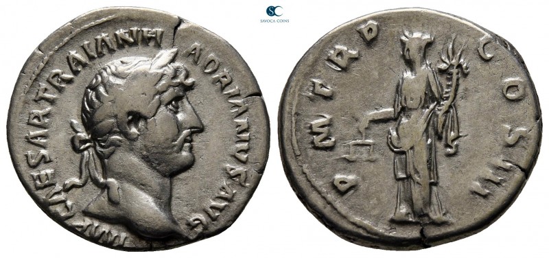 Hadrian AD 117-138. Rome
Denarius AR

19 mm., 3,21 g.



very fine