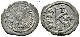 Justinian I AD 527-565. Cyzicus. Half follis Æ