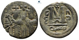 Time of Mu'awiya I ibn Abi Sufyan AD 661-680. (AH 41-60). Arab-Byzantine type. Dimashq (Damascus). Fals Æ