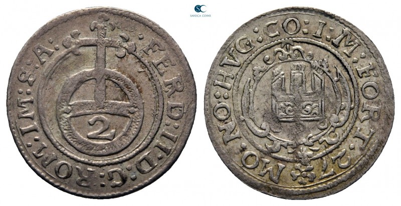 Germany. Montfort. Hugo IV AD 1621-1662.
1/2 Batzen 1627

19 mm., 1,12 g.

...