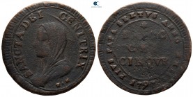 Italy. Perugia. Pius VI AD 1775-1799. Struck AD 1797. Madonnina da 5 baiocchi