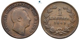 Germany. Baden, Durlach. Karl Leopold Friedrich AD 1830-1852. 1 Kreuzer (1849)