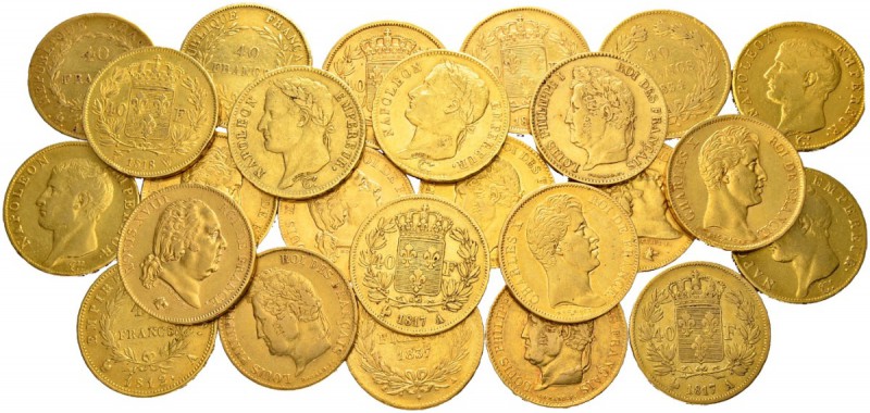 [290.33g] 
FRANKREICH
Lots. 40 Francs diverse Jahrgänge. Napoléon, Louis XVI.,...