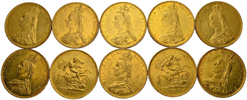 [366.12g] 
GROSSBRITANNIEN
Königreich
Victoria, 1837-1901. 5 Pounds 1887. Fei...