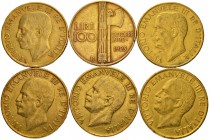 [174.18g] 
ITALIEN
Königreich
Vittorio Emanuele III. 1900-1946. 100 Lire 1923. Feingewicht total: 174.18 g. (6)