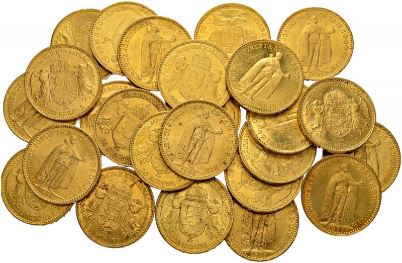 [152.45g] 
UNGARN
Franz Joseph I. 1848-1916. 20 Kronen diverse Jahrgänge. Steh...