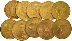 [309.00g] 
USA
20 Dollars Liberty & St. Gaudens. Feingewicht total: 309.00 g. Unterschiedlich erhalten / Various conditions. (10)