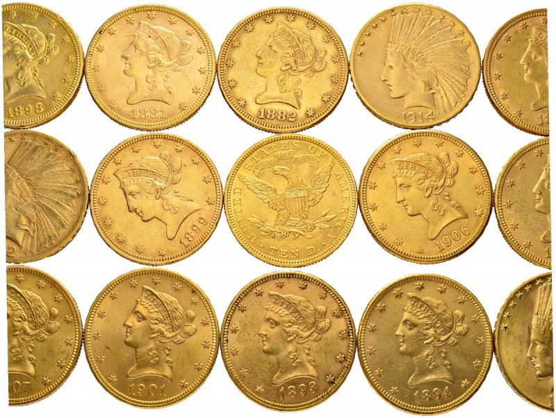 [225.68g] 
USA
10 Dollars Liberty & Indianer. Feingewicht total: 225.68 g. Unt...