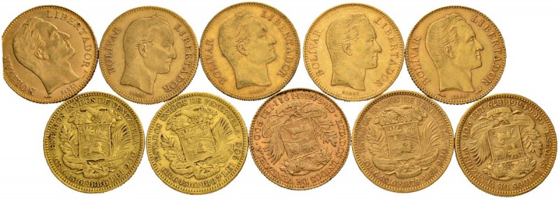 [58.06g] 
VENEZUELA
Republik
Republik. 20 Bolivares 1879, 1880, 1886, 1887, 1...