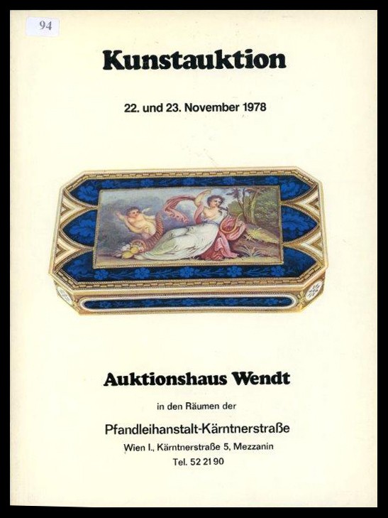 Auktionshaus Wendt
Kunstauktion ( 22. und 23. November 1978 )
leicht gebraucht