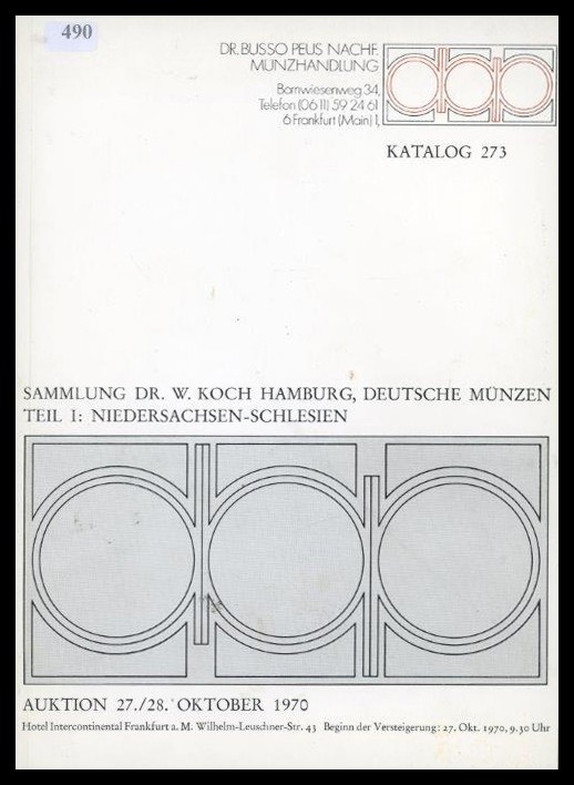 Dr. Busso Peus Nachf.
Katalog 273 / Auktion 27. - 28. Oktober 1970
leicht gebr...