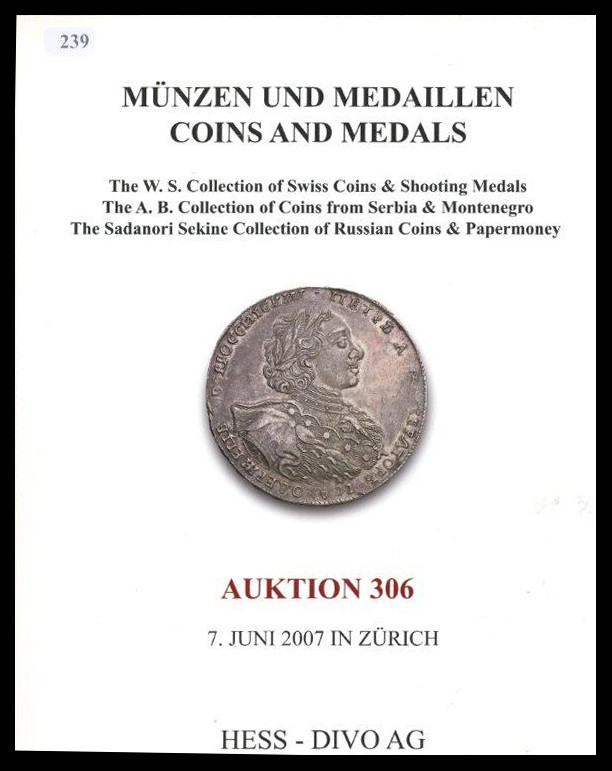 Hess -Divo AG
Münzen und Medaillen / Auktion 306 / 7. Juni 2007 in Zürich
leic...