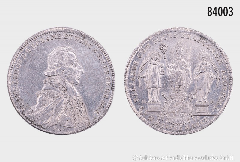 Würzburg, Bistum, Franz Ludwig von Erthal (1779-1795), Konventionstaler 1785, St...