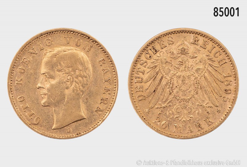 Bayern, Otto (1886-1913), 20 Mark 1895 D. 900er Gold. 7,95 g; 22 mm. AKS 199; Ja...