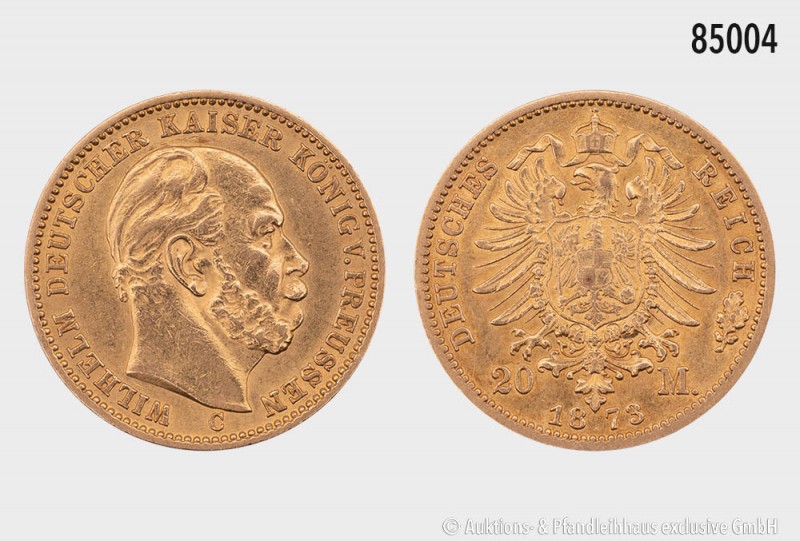 Preussen, Wilhelm II. (1861-1888), 20 Mark 1873 C. 900er Gold. 7,93 g; 22 mm. AK...