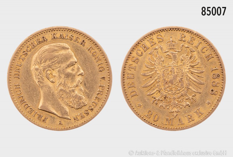 Preussen, Friedrich III. (9. März - 15. Juni 1888), 20 Mark 1888 A. 900er Gold. ...