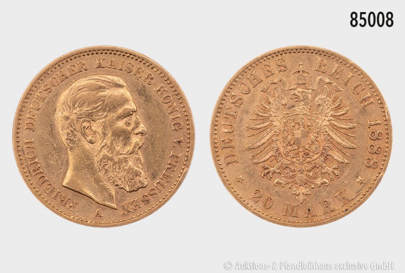 Preussen, Friedrich III. (9. März - 15. Juni 1888), 20 Mark 1888 A. 900er Gold. ...