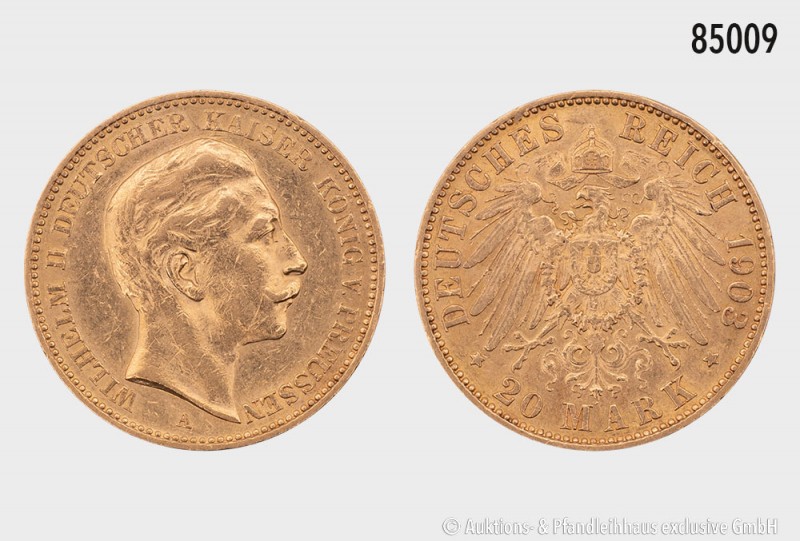 Preussen, Wilhelm II. (1888-1918), 20 Mark 1903. 900er Gold. 7,96 g; 22 mm. AKS ...