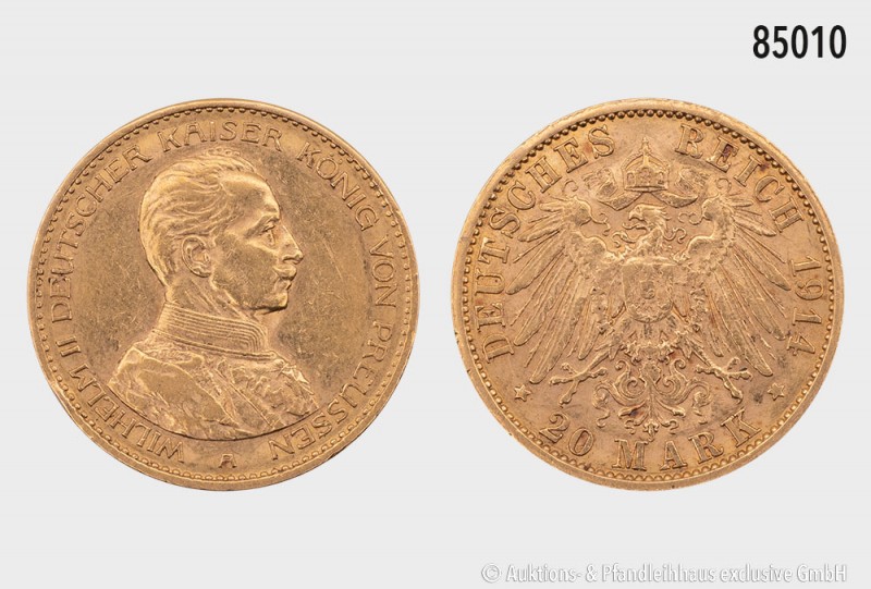 Preussen, Wilhelm II. (1888-1918), 20 Mark 1913 A. 900er Gold. 7,94 g; 22 mm. AK...