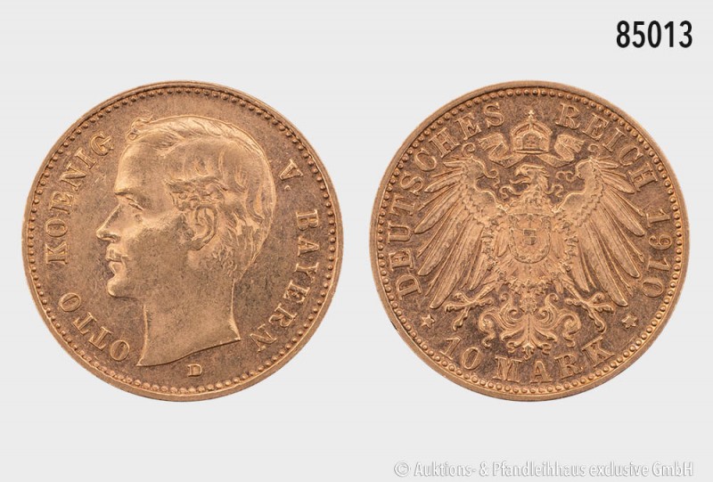 Bayern, Otto (1886-1913), 10 Mark 1910 D. 900er Gold. 3,99 g; 20 mm. AKS 199; Ja...