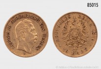 Hessen, Ludwig III. (1848-1877), 10 Mark 1876 H. 900er Gold. 3,92 g; 20 mm. Sehr schön.