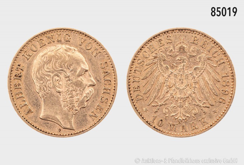Sachsen, Albert (1873-1902), 10 Mark 1896 E. 900er Gold. 3,96 g; 20 mm. AKS 165;...