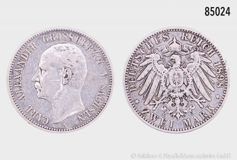 Sachsen-Weimar-Eisenach, Carl Alexander (1853-1901), 2 Mark 1898 A. 10,96 g; 28 ...