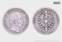 Hessen, Ludwig III. (1848-1877), 2 Mark 1876 H. 10,84 g; 28 mm. AKS 143; Jaeger 66. Schön.
