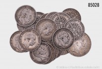 Preußen, Wilhelm I. und Wilhelm II., Konv. von 20 Silbermünzen (18 Zwei-Mark-Stücke und 2 Drei-Mark-Stücke), verschiedene Jahrgänge, unterschiedliche ...