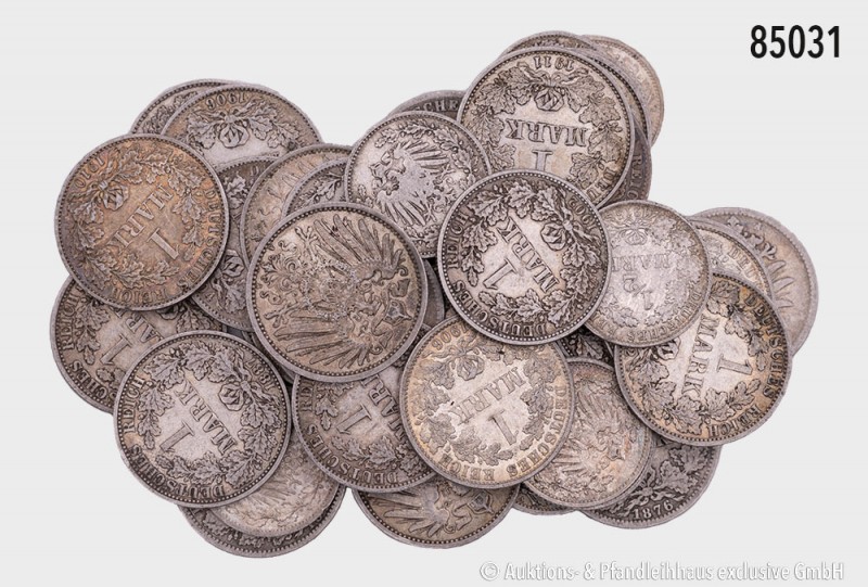 Deutsches Reich, umfangreiches Konv. von 1 und 1/2 Mark, über 120 Münzen, insges...