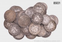 Deutsches Reich, umfangreiches Konv. von 1 und 1/2 Mark, über 120 Münzen, insgesamt über 500 g Silber, Fundgrube, bitte besichtigen. Auf Foto nur ein ...
