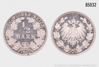 Deutsches Reich, 1/2 Mark 1905 D. 2,75 g; 20 mm. AKS 6; Jaeger 16. Sehr selten in dieser Erhaltung. Aus polierten Stempeln, feine Haarlinien, Stempelg...