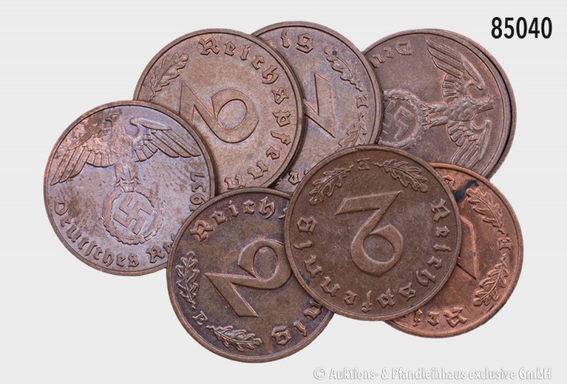 Drittes Reich, Konv. 8 Zwei-Reichspfennig 1937 E. AKS 55, Jaeger 362. Selten in ...