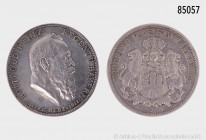 Bayern, Otto (1886-1913) und Prinzregent Luitpold (1886-1912), Konv. 5 Silbermünzen, 900er Silber, 5 Mark 1911 (1 St.), 3 Mark 1908, 1910, 1911 und 19...