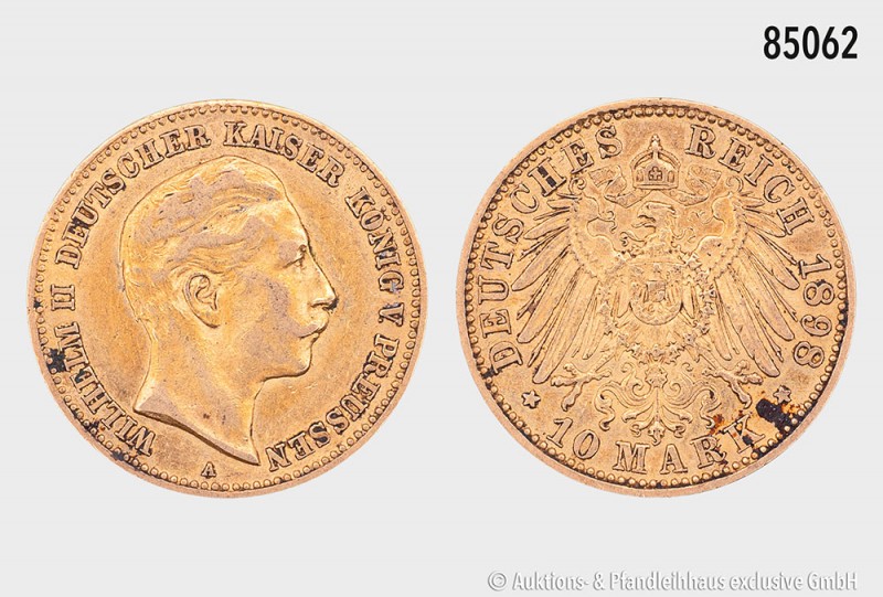 Preußen, Wilhelm II. (1888-1918), 10 Mark 1898 A, 900er Gold. 3,96 g; 20 mm. AKS...