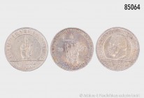 Weimarer Republik, Konv. 3 Silbergedenkmünzen, 500er Silber: 3 Reichsmark 1925 D, Jahrtausendfeier der Rheinlande (mit leicht irisierender Patina), AK...