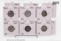 Deutsches Reich, Konv. von 36 Silber-Kleinmünzen, 900er Silber, zu 1/2 Mark in kompletten Jahrgangssätzen (1905, 1906, 1915, 1916, 1917 und 1918). Unt...