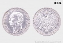 Anhalt, Friedrich II. (1904-1918), 3 Mark 1909 A, 900er Silber. 16,65 g, 33 mm. AKS 43; Jaeger 23. Attraktives Exemplar, unbedeutende Kratzer, vorzügl...