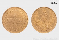 Russland, Nikolaus I. (1825-1855), 5 Rubel 1847. 900er Gold. 6,49 g; 23 mm. Kahnt/Schön 75. Fast vorzüglich/vorzüglich.