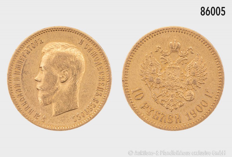 Russland, Nikolaus II. (1894-1917), 10 Rubel 1900. 900er Gold. 8,58 g; 23 mm. Uz...