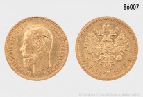 Russland, Nikolaus II. (1894-1917), 5 Rubel 1904. 900er Gold. 4,29 g; 19 mm. Kahnt/Schön 14. Vorzüglich.