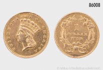 USA, 1 Dollar 1859. 900er Gold. 1,64 g; 15 mm. Kahnt/Schön 38. Sehr schön.