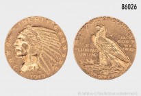 USA, 5 Dollars 1913, Indian Head Half Eagle, Philadelphia, 900er Gold. 8,33 g; 21 mm. Schön 139. Sehr schön.