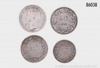 Griechenland, 2 Drachmen 1883, 835er Silber. 9,83 g; 27 mm. Kahnt/Schön 43. Schön/fast sehr schön. Dazu Konv. 3 Silbermünzen der Schweiz (2 Franken 18...