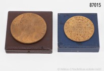 Konv. 2 Medaillen: Belgien, Medaille, von Charles Leplae, auf die Allgemeine Ausstellung 1958 in Brüssel. 71 mm. Dazu Medaille für 25-jähriges Dienstj...